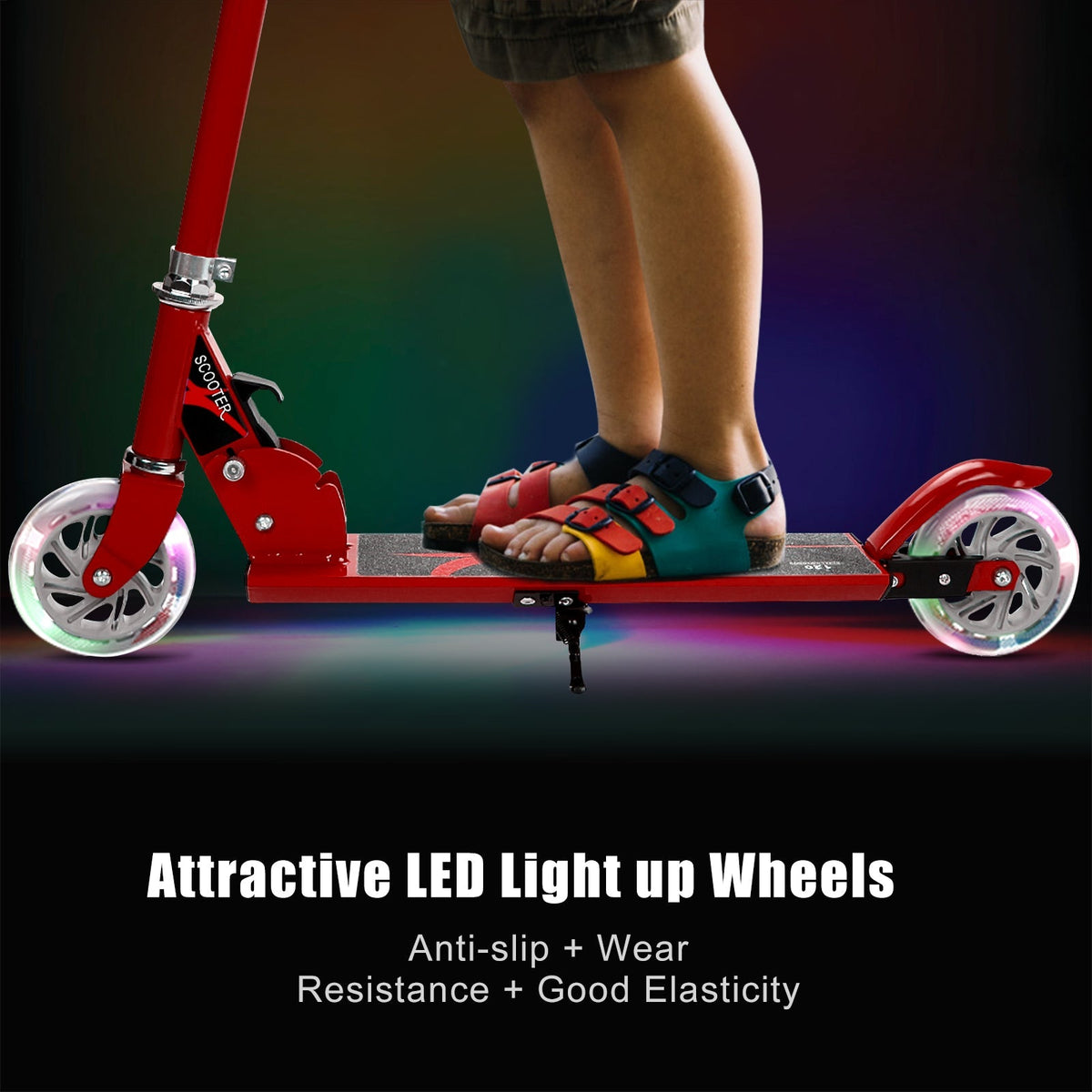 Folding Aluminum Kids Kick Scooter with LED Lights