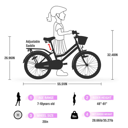 Girls Bike with Basket for Ages 7-10