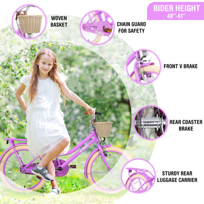Girls Bike with Basket for Ages 7-10