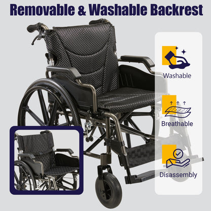 Aluminum Alloy Transport Wheelchair with 18" Seats