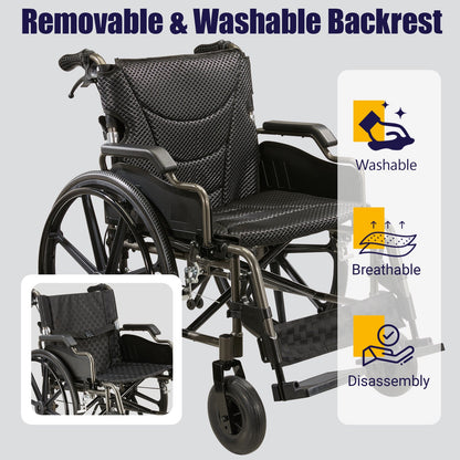 Aluminum Alloy Transport Wheelchair with 18" Seats