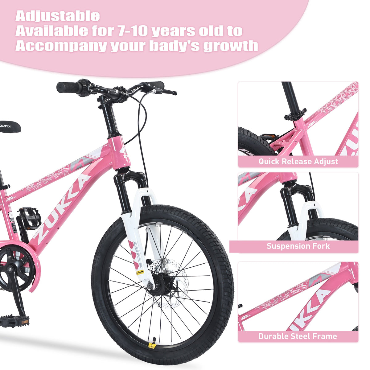ZUKKA 20 Inch Mountain Bike for Boys and Girls