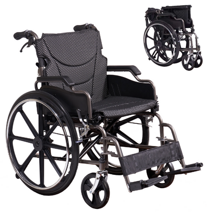 Folding Manual Transport Wheelchair, 20" Seat