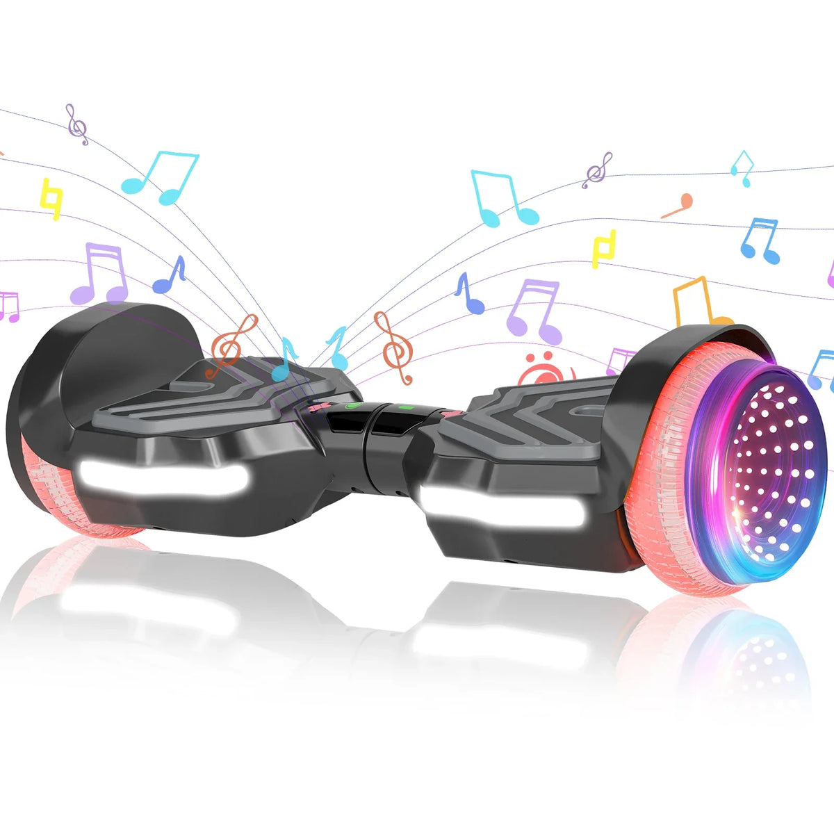 Commugo Electric Scooter All Terrain Self-Balancing Scooter with Bluetooth Speaker and LED Lights, 300W X 2 Hoverboard 7.5mph for kids adults