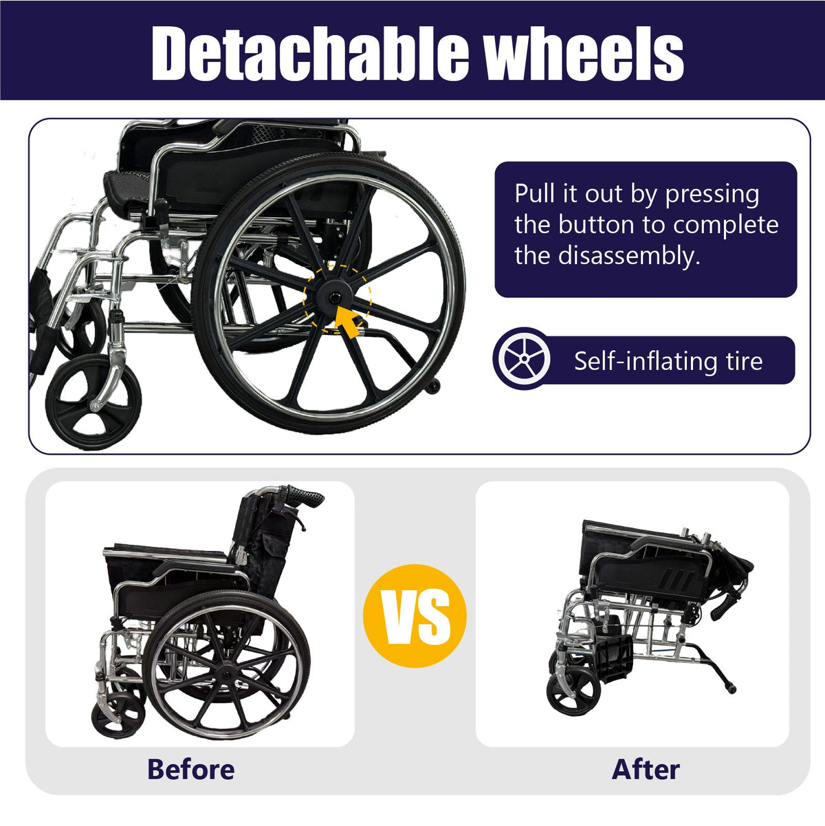 Folding Manual Transport Wheelchair, 18" Seat
