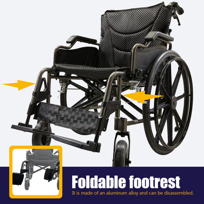 Aluminum Alloy Transport Wheelchair with 18" Seats