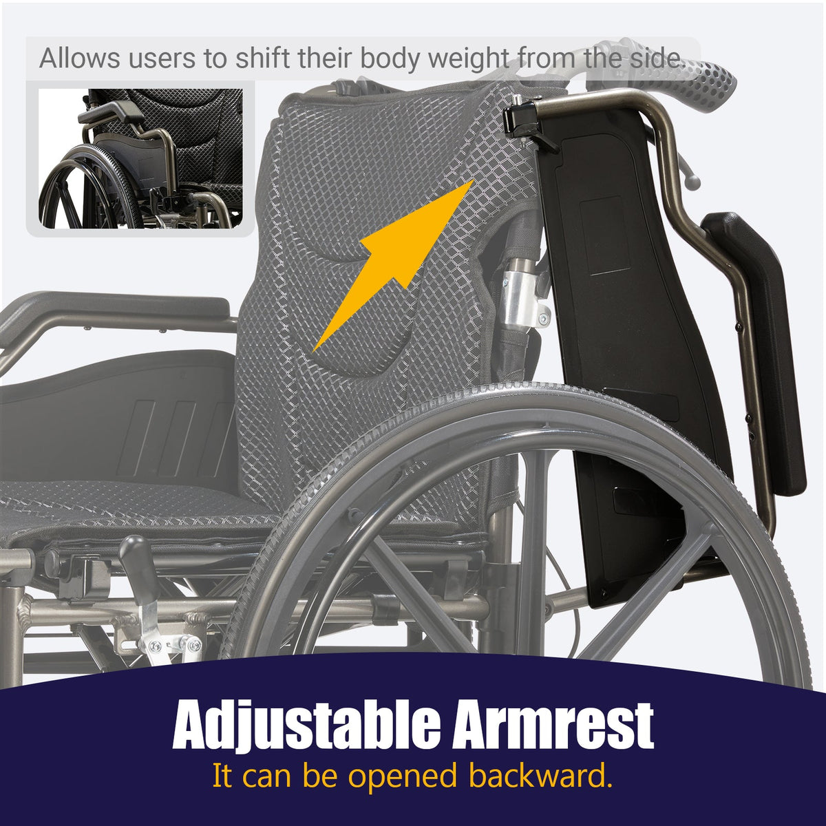 Aluminum Alloy Transport Wheelchair with 18" Seats