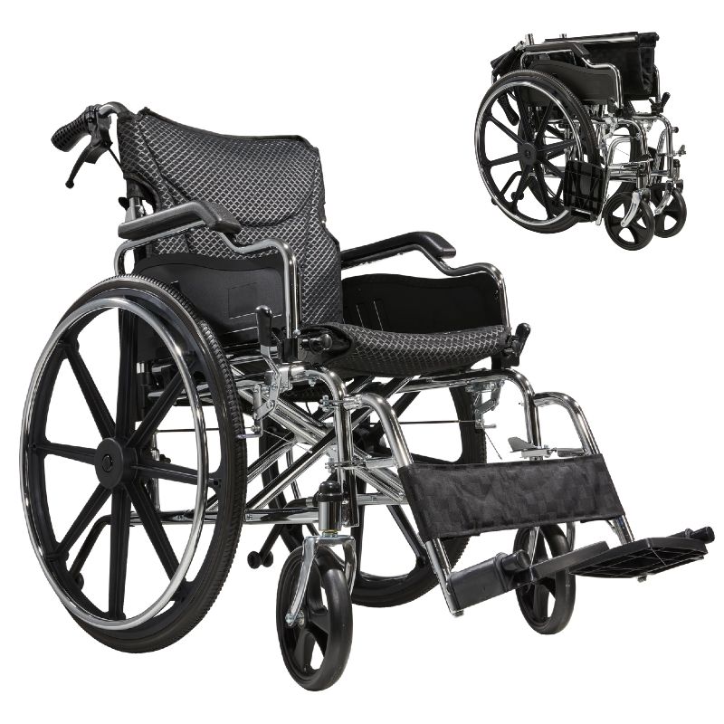 Folding Manual Transport Wheelchair, 18" Seat