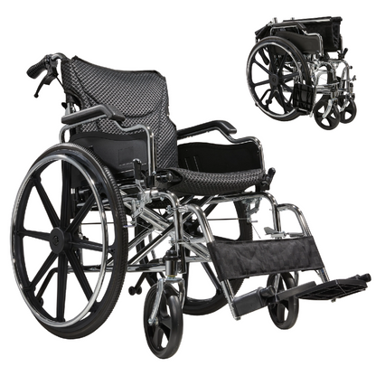 Folding Manual Transport Wheelchair, 18" Seat