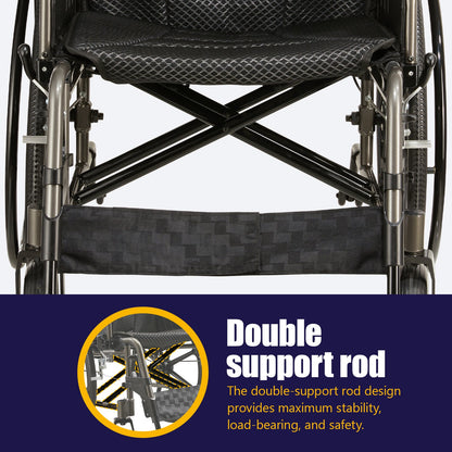 Aluminum Alloy Transport Wheelchair with 18" Seats