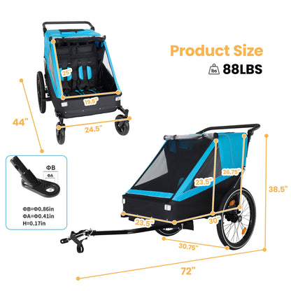 2 In 1 Kids Bike Trailer and Stroller